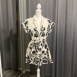 ZARA • Short Sleeve Button Down Tie Waist Dress